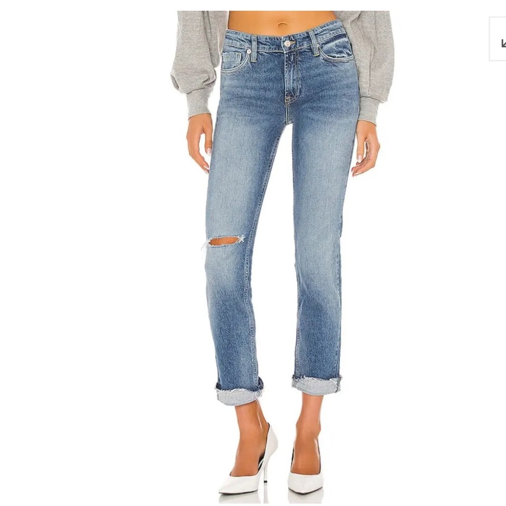 We The Free Free People Cuffed Slim Boyfriend Blue Denim Jean Size 25